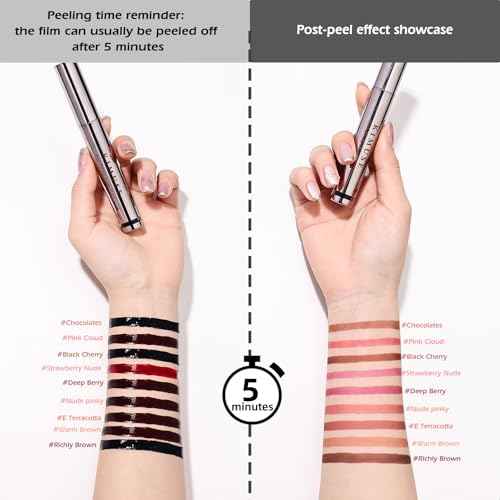 KIMUSE Peel Off Lip Liner Stain, Long Lasting Lip Tint Stain Peel Off, Waterproof, Transfer-Proof, Highly Pigmented Color Peel Off Lip Stain Liner, Matte Finish