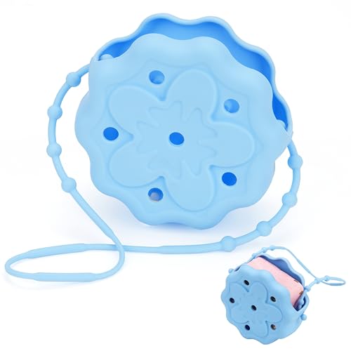 Silicone Shower Steamer Holder/Tray, Hangable&Durable Shower Steamer Hanger, Long Lasting Bath Bombs Holder, Aromatherapy Diffuser Containers, Bathroom Accessory for Decor, Blue