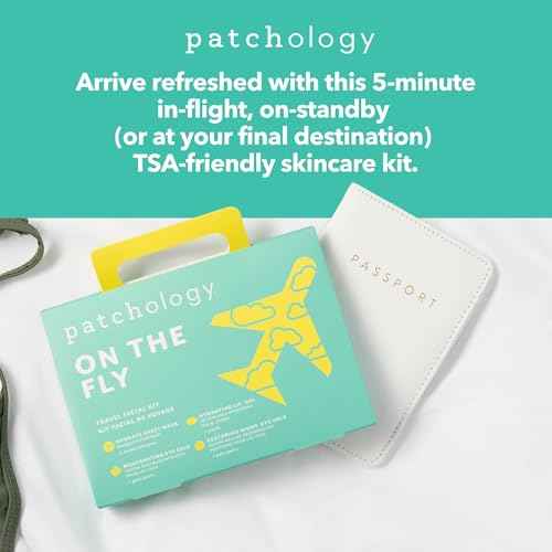Patchology On The Fly Travel Facial Kit ? Travel-Friendly Hydrating Skincare Essentials for Face, Eyes and Lips ? Includes 2 Pair Under Eye Patches, 2 Hydrate Sheet Mask for Refreshed Skin,1 Lip Mask