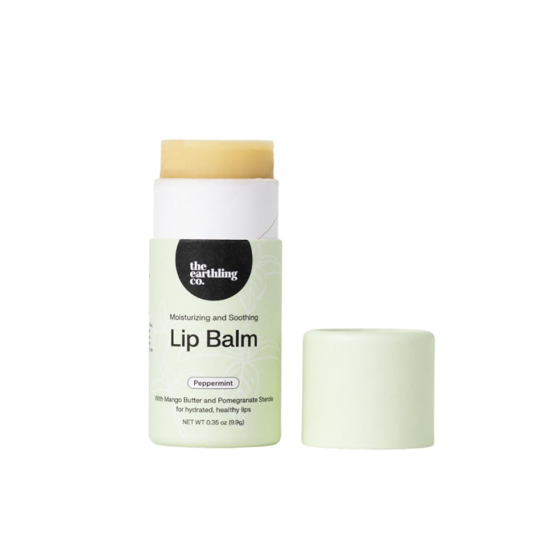 The Earthling Co. Lip Balm - Organic Mint Moisturizer - Bee-Free Treatment Stick with Pomegranate & Coconut (0.33 oz)