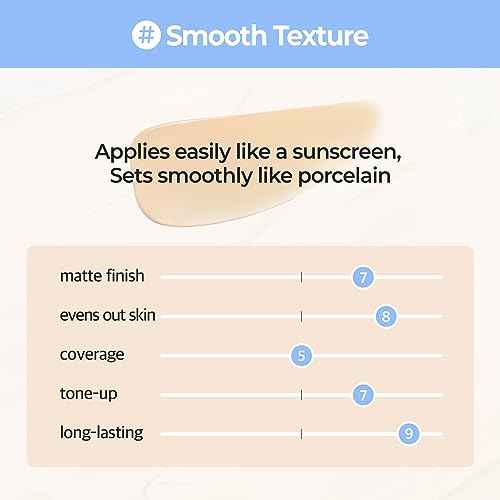 numbuzin No.3 Porcelain Base-skip Tone Up Beige | SPF50+ PA++++ | Lightweight, Hydrating | Zinc Oxide, Niacinamide | Sheer, Natural Finish, Evens Skin Tone | Korean Skincare 1.69 fl. oz.