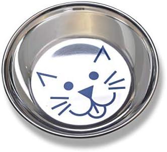 Van Ness Pets Whisker-Friendly Stainless Steel Cat Bowl, Wide Saucer Style Dish, 8 OZ, Natural