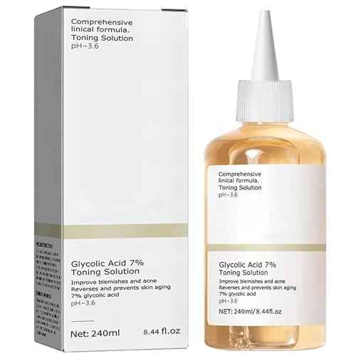 Glycolic Acid Toning Solution, Glycolic Acid 7% Toner, Glycolic Sour 7% Toning, KeepThe Skin Moist, Exfoliating Serum for Face, Facial Exfoliation Astringe Pores (240ML/8.0 Fl Oz)