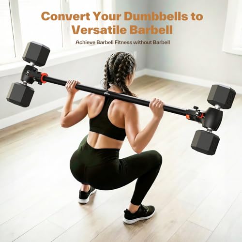 Sportneer Dumbbell to Barbell Converter Bar ? Heavy-Duty, Adjustable Fit, Tool-Free Setup, Up to 200 lb Capacity, barbell converter Bar for Squats, Bench Press, Deadlifts, Home Gym