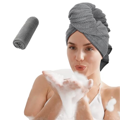 ARCARE Microfiber Hair Towel Wrap for Women Size 42" x 26" Plopping Towel Curly Hair - Super Absorbent Hair Towel for Curly Hair Anti Frizz - Fast Drying Hair Wrap Towels (Gray)