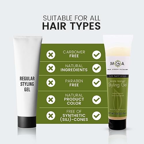 Scalp Rescue Styling Gel, Organic Unisex Formula Controls Frizz and Fly Away Hair, Curly Hair Community Favorite Gives Flexible Natural Hold, Fights Humidity, Alcohol Free & Water Based