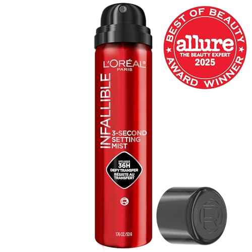 L'Oreal Paris Infallible 3-Second Setting Spray Mist, Microfine Mist for up to 36HR Wear, Clear, 1.76 oz