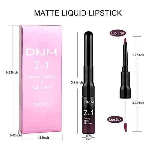 3Pcs 2 in 1 Dark Deep Red Purple Plum Black Cherry Lip Liner and Liquid Lipstick Stain Makeup Set for women, Long Lasting Smudge Proof Lip Tint Matte Finish Lip Gloss for All-Day Color Hold, Set11