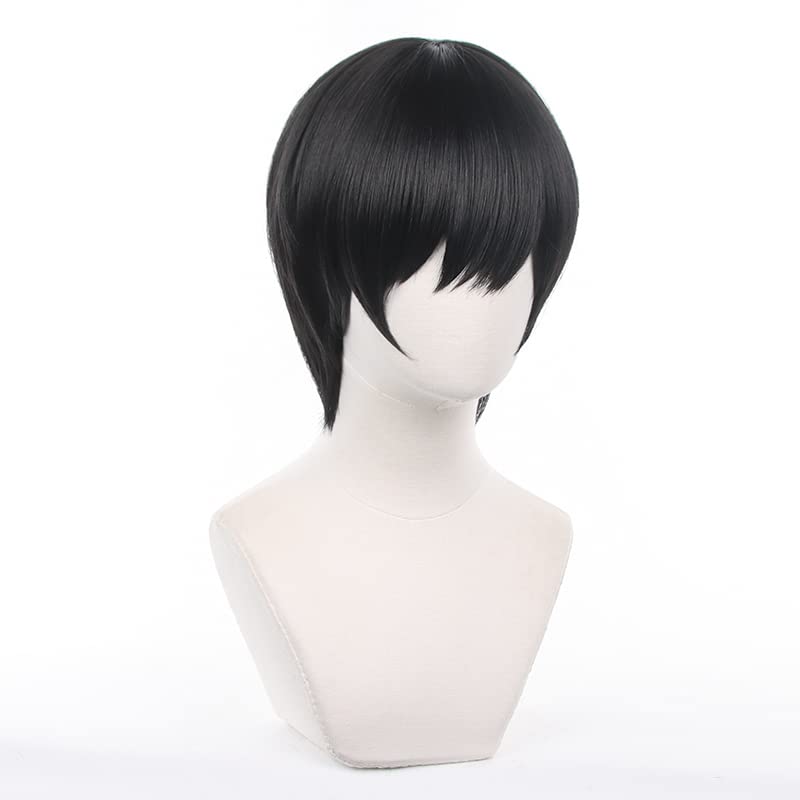 XiongXiongLe Anime Cosplay Wig Chainsaw Man Yoshida Hirofumi Cos Role Playing Short Black Men's Costume Wigs with Cap Wig for Party Halloween Christmas(Yoshida Hirofumi)