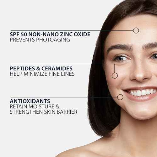 NAELI Anti Aging Tinted Moisturizer SPF 50, Mineral Sunscreen for Face with Zinc Oxide, Peptides & Ceramides, Natural Hydrating Universal Tint - 1.4 oz