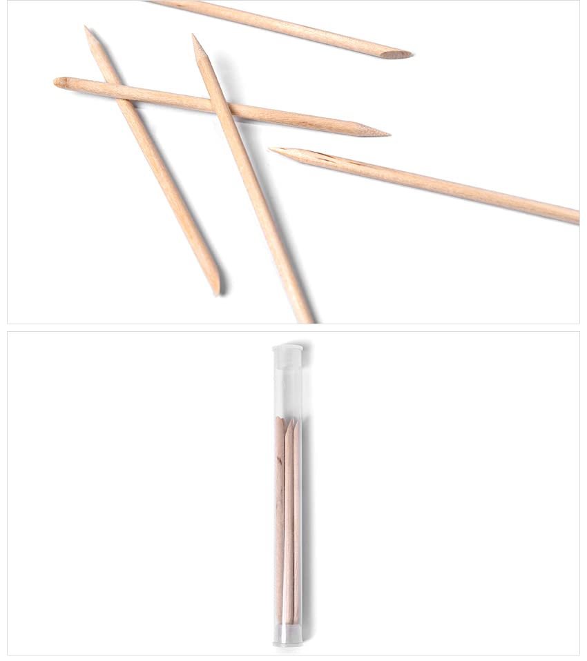 siyuwuro 5PCS Orange Wood Nail Sticks Double Sided Cuticle Pusher Remover Multi Functional Orange Wood Cuticle Sticks Manicure Pedicure Tool With Clear Storage Tube