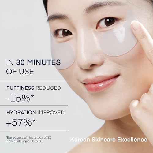 TEREZ & HONOR Under Eye Patches for Dark Circles - 60 Korean Hydrogel Masks for Puffiness, Bags with Caffeine, Hyaluronic Acid, Niacinamide - Undereye Brightening, Hydrating, Anti-Wrinkle & Cooling