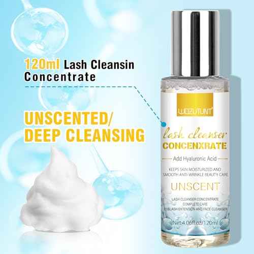 4.06 FL OZ Lash Shampoo Concentrate for Lash Extensions, Lash Cleanser Concentrate Eyelash Extension Cleanser Professional Lash Concentrate for Lash Extension Natural Foaming Cleanser Eyelash Shampoo