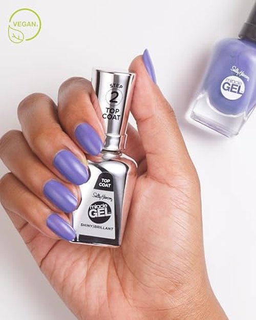 Sally Hansen Miracle Gel Nail Polish Super Volume Builder Top Coat | Salon Quality, Gel-Like Formula, Two-Step System, No UV Light Needed, Long Lasting | Sheer, Glossy