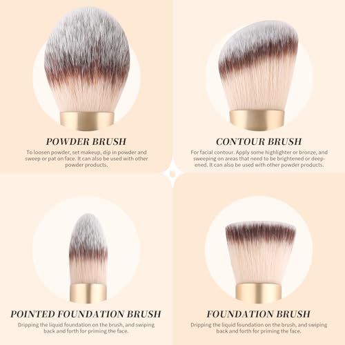 DUcare Makeup Brushes Duo End Foundation Contour Powder and Buffer Brush Bronzer Double Makeup Brush Set 2Pcs white
