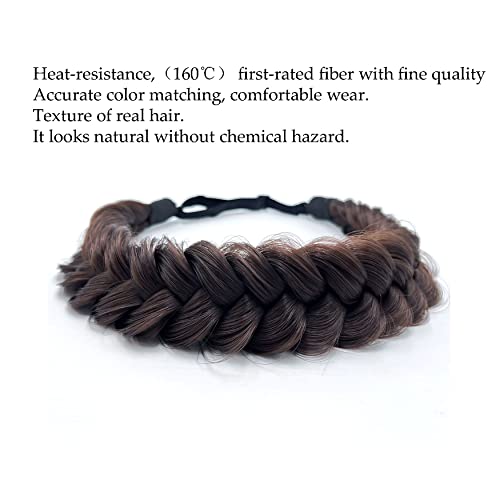 TOECWEGR Synthetic Hair Braided Headband Classic Wide Strands Wedding Disorderly Fluffy Braids Wig Band Women Beauty Accessory