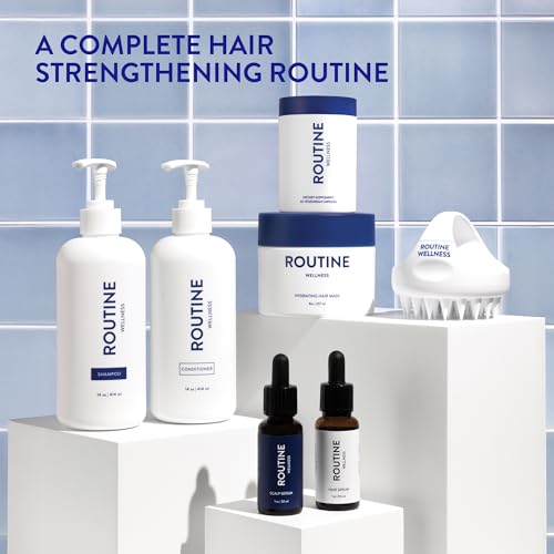 Routine Wellness Hair Treatment Serum for Thinning Hair - Rosemary, Tea Tree & Argan Oils Blend for Strength, Shine & Softer Hair - Clean Ingredients, All Hair Types - 30ml