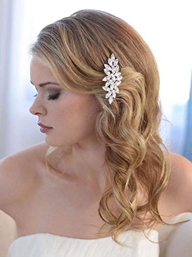 Unicra Rhinestone Bride Wedding Hair Comb Crystal Bridal Hair Piece Bridesmaids Hair Accessories for Women Prom Party Hair Clips (A-Silver)