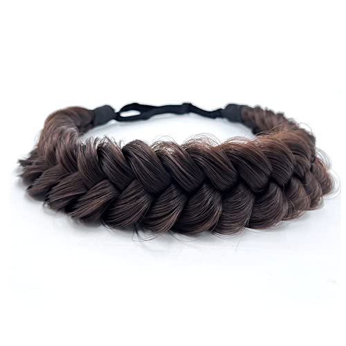 TOECWEGR Synthetic Hair Braided Headband Classic Wide Strands Wedding Disorderly Fluffy Braids Wig Band Women Beauty Accessory