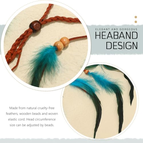 GORTIN Boho Feather Headband Hippie Headband Gypsy Feather Headpiece Indian Costume Headwear Hair Accessory for Women (A-Blue, One size)