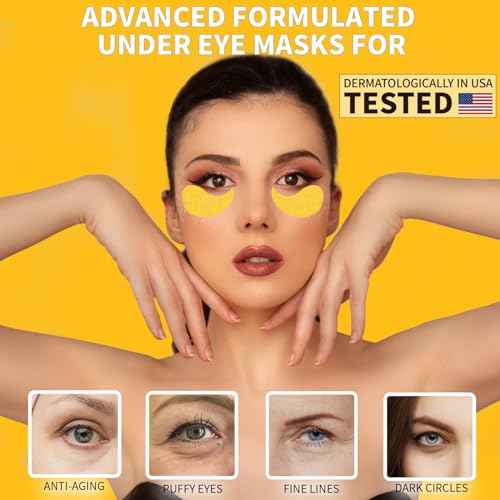Under Eye Patches 70PCS, 24K Gold Eye Patches for Puffy Eyes Treatment, Under Eye Masks for Dark Circles and Puffiness, Non-Irritating Eye Mask Skincare, Eyes Bags Treatment, Eye Gel Pads