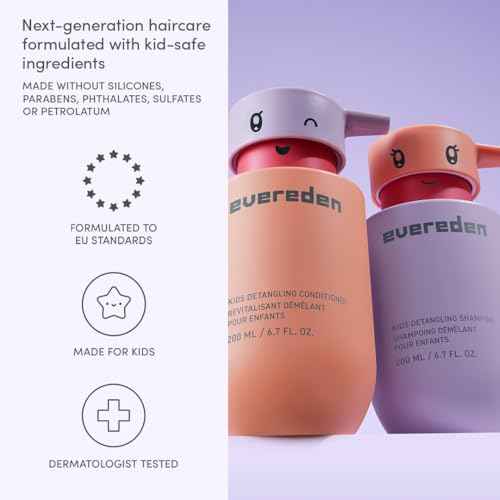 Evereden Kids Travel Size Set: Clean & Vegan 5-Piece Skin Care for Kids | Multi-Vitamin Kids Skin Care Set with Detangling Spray, Face Wash, Cream, Shampoo & Conditioner | Stocking Stuffers for Kids