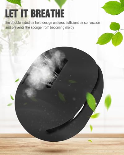 FERYES 2 PCS Makeup Sponge Holder – Shatterproof Eco-Friendly Silicone Beauty Make Up Blender Case for Travel - Black