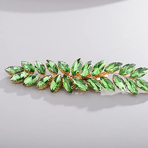 BERYUAN Green Color Crystal Hair Clip for Women and Girls Crystals Hair Clip Prom Party Hair Pieces Bridal Bridesmaid Hair Accessories