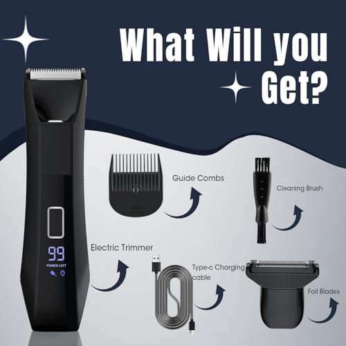 Zesuti Body & Groin Hair Trimmer for Men,Bikini Trimmer Women- Manscape Ball Trimmer for Men,Wet/Dry Men's Electric Shavers,No Nicks,No Cuts, Rechargeable & Waterproof Body Shaver,Black