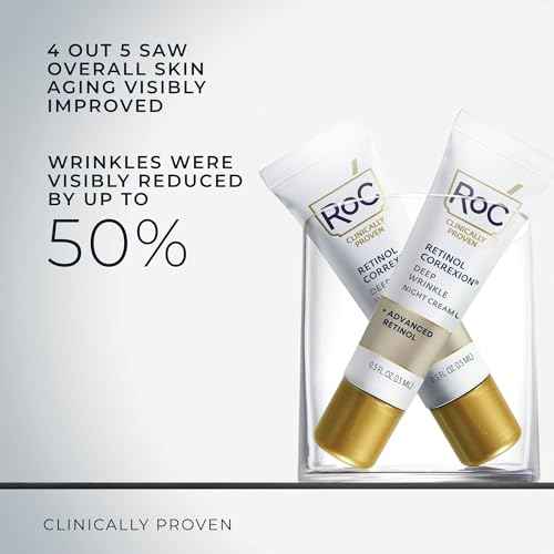 RoC Retinol Correxion Deep Wrinkle Anti-Aging Night Cream, Daily Face Moisturizer with Shea Butter, Glycolic Acid and Squalane, Skin Care Treatment, Mini 0.5 Ounces (Packaging May Vary)