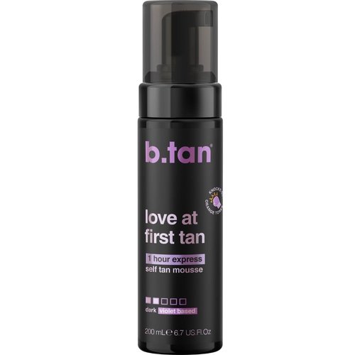 b.tan Violet Base Self Tanner Mousse - Love At First Tan | 1 Hour Express Foam for Dark Bronzing Glow, 6.7 Fl Oz