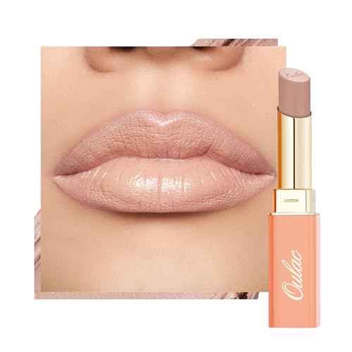 Oulac Beige Lipstick for Women, Pale Nude Matte Lip Base, Full Coverage Lip Color, Satin Matte Finish, Cream Texture, Hydrating, Infused with Hyaluronic Acid, Vegan & Clean Beauty 4g SG01 Bare