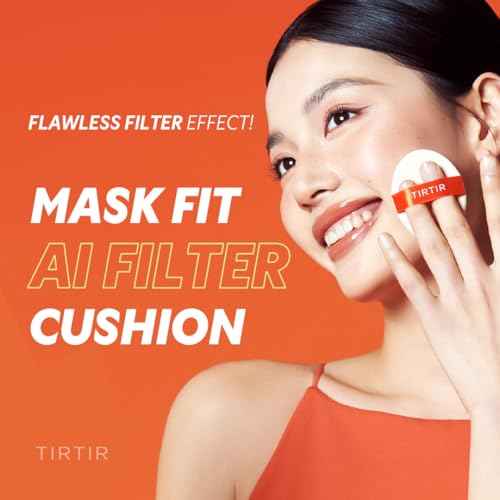TIRTIR Mask Fit Ai Filter Cushion Foundation | AI-Like Semi-Matte Finish - Up to 72-Hour Medium to Full Coverage Korean BB Cushion Make up Beauty, #23N Sand, 0.63 Fl Oz