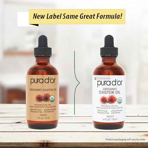 PURA D'OR 4 Oz ORGANIC Castor Oil - 100% Pure USDA Certified Cold Pressed, Hexane Free Eyelash & Eyebrow Serum - For Fuller, Thicker Lashes & Brows - Skin & Hair