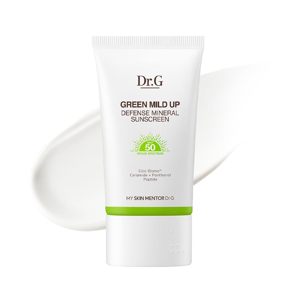 Dr. G Green Mild Up Defense Mineral Sunscreen - SPF 50 Broad Spectrum - Lightweight & Reef-Safe Formula for Sensitive Skin - 1.69 fl oz