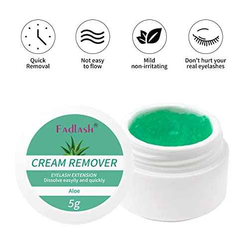 Lash Remover for Professional Eyelash Extensions Dissolves Powerful Cream Lash Remover Low Irritation Lash Extension Remover Eyelash Glue Remover for Salon 5g (Aloe)