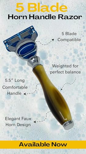 G.B.S 5 Blade Razor with Classic Horn Handle Christmas Gift Stocking Stuffer For Men