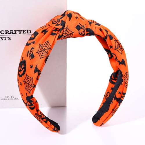 NVENF Halloween Christmas Thanksgiving New Year Headband for Women Festive Holiday Knotted Headband Hair Accessories Gifts (Halloween A)