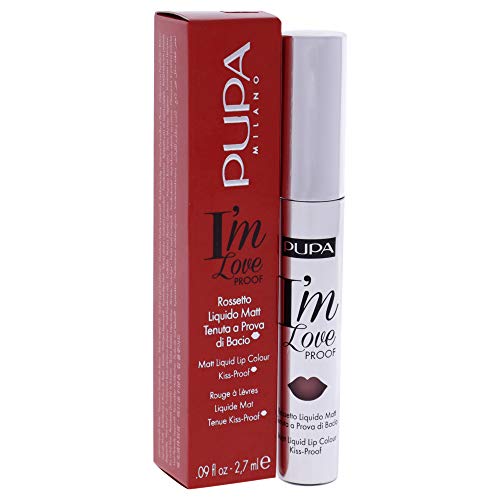 Pupa Milano I Am Love Proof Matt Liquid Lip Color - Gives Super-Intense Colour - Offers A Matte, Velvety Effect - Ultra-Comfortable Texture Adheres Perfectly To Lips - 012 Burgundy Red - 0.09 OZ