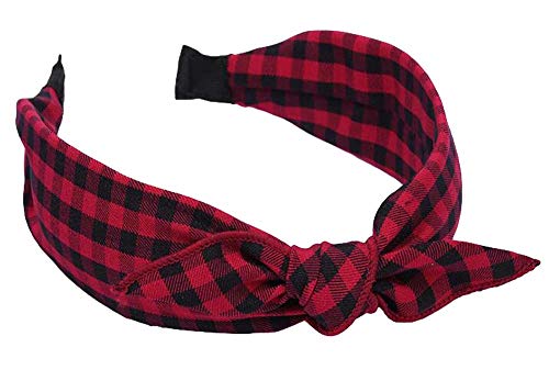 Qiabao Womens Vintage Plaid Headbands Headwraps Hair Band with Bow Pack of 3