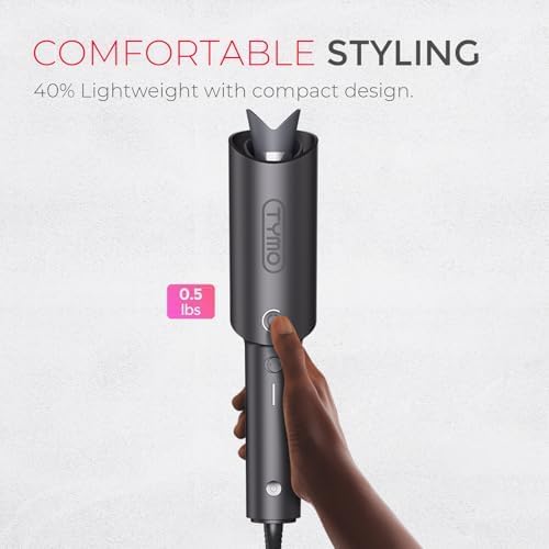 TYMO CURLPRO Automatic Rotating Curling Iron - Portable 1-Inch Beach Waves Curler with Ionic Technology & Ceramic Coating, Metallic Gray