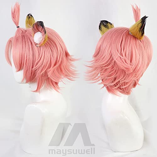 Anime Wig Genshin Impact Diona Yellow pink short hair with Free Wig Cap for Comic Con, Cosplay show, Halloween