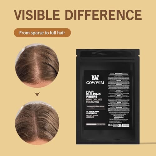 Gowwim Hair Fibers with Spray Applicator 2-in-1 Kit for Thinning & Loss Hair, Naturally Enhancements Thickening Spray Fibers Waterproof Long-Lasting Gray & Bald Spot Cover up for Women & Men