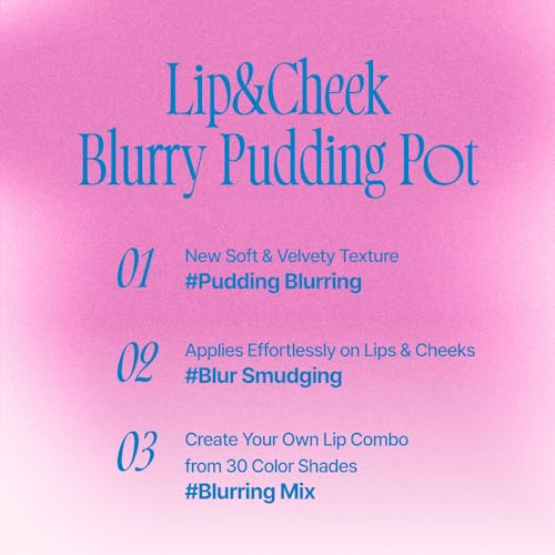 fwee Lip&Cheek Blurry Pudding Pot | Blushed Moment - Cherry | Makeup Blush, Buildable Lightweight, Multi-Use Soft Matte Finish | 5g