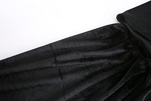 Unisex Halloween Hooded Cape Cosplay Full Length Velvet Cloak Halloween Fancy Cape Costumes (Black, X-Large)