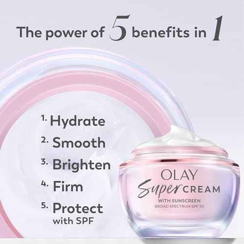 Olay Super Cream with Sunscreen SPF 30, Lightweight Face Moisturizer with Sun Protection, 5-in-1 Skin Care Benefits - Hydrating, Brightening, Firming - Niacinamide, Vitamin C, Collagen Peptide, 1.7 oz