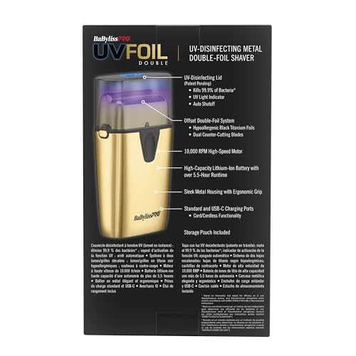 BaBylissPRO Gold UV-Disinfecting Double Foil Shaver