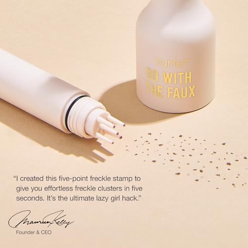 tarte go with the faux freckle stamp – Natural-Looking Freckle Pen for Sun-Kissed Buildable Makeup, Perfect for Travel, Vegan & Cruelty-Free, Full-Size, Medium