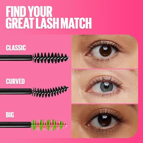 Maybelline Great Lash Waterproof Mascara, Volumizing, Lengthening and Lash-Doubling Formula for Thicker Lashes, Very Black, 1 Count