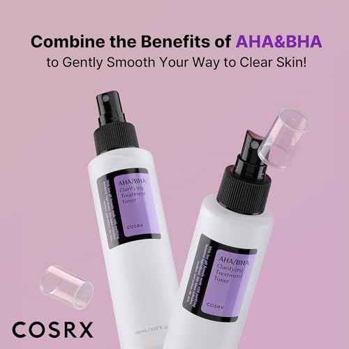 COSRX AHA/BHA Treatment Toner 5.07 fl.oz/ 150ml, Facial Exfoliating Spray for Whiteheads, Pores, & Uneven Skin, Korean Toner, Not Tested on Animals, No Parabens, No Sulfates, Korean Skin Care